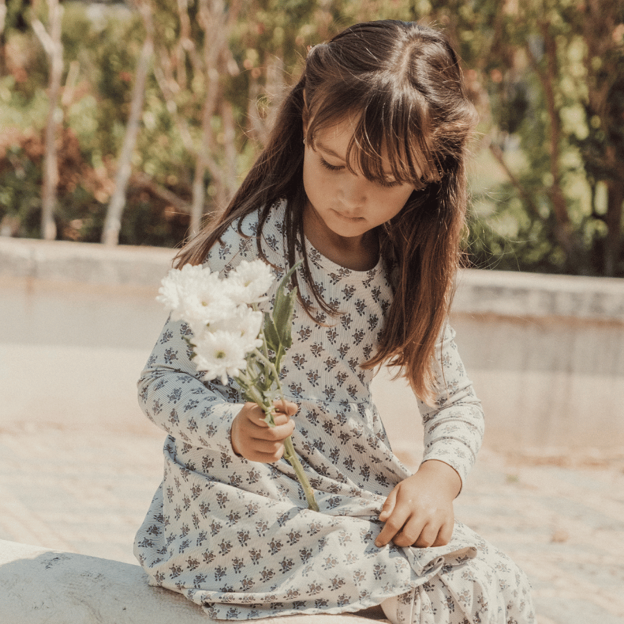 The Printed Long Sleeve Dress - Vintage Rose