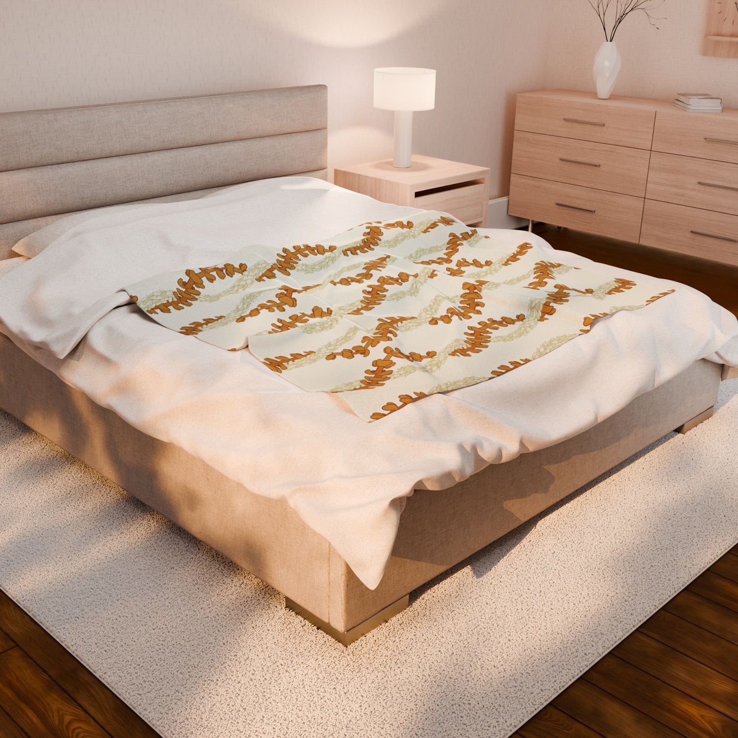 Cozy Velveteen Plush Blanket - Pikake Puakenikeni