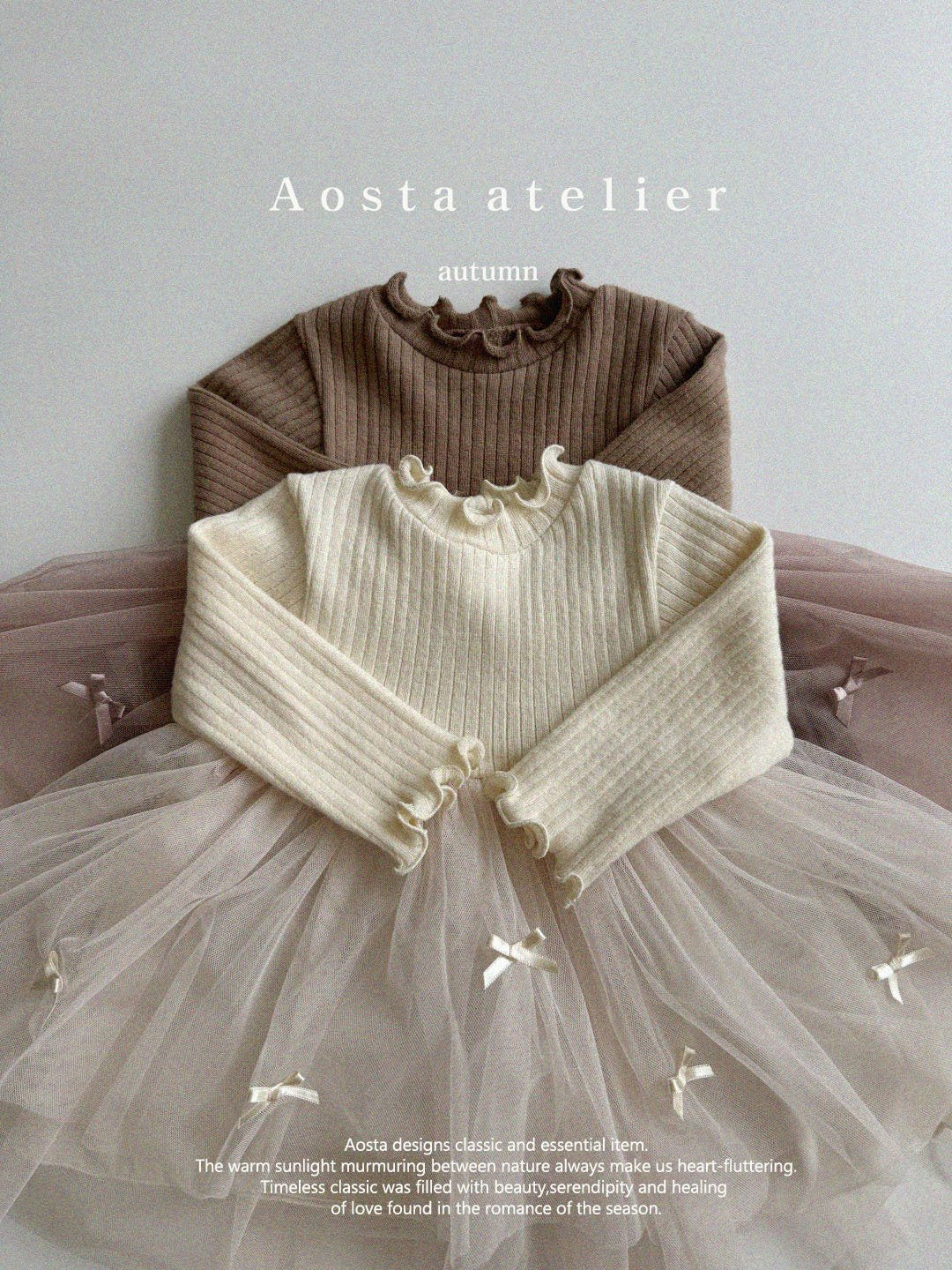Camellia Ribbon Brown Tulle Dress | 2/3Y