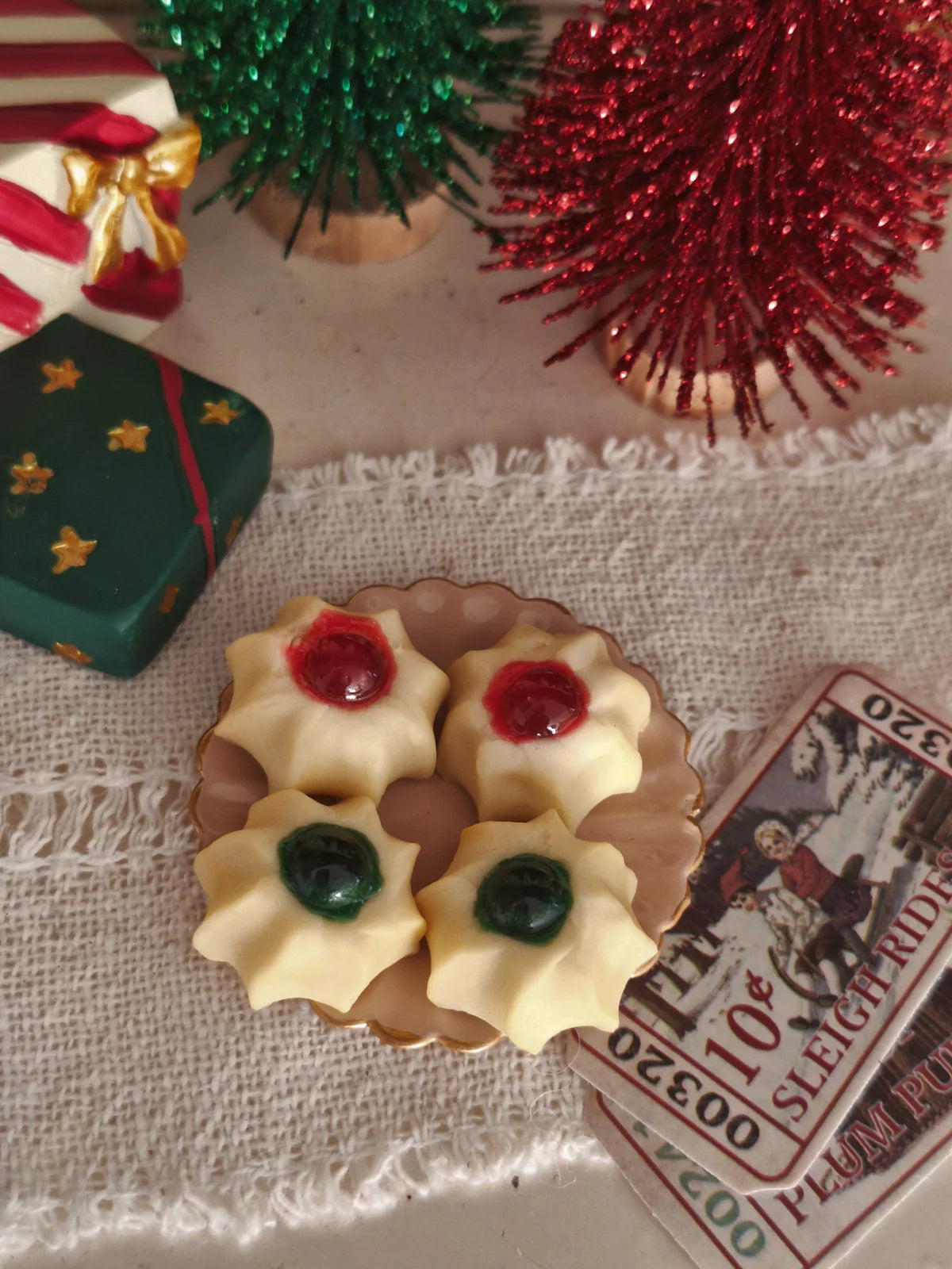 Miniature Old Fashioned Candied Cherry Cookies | Four Pieces