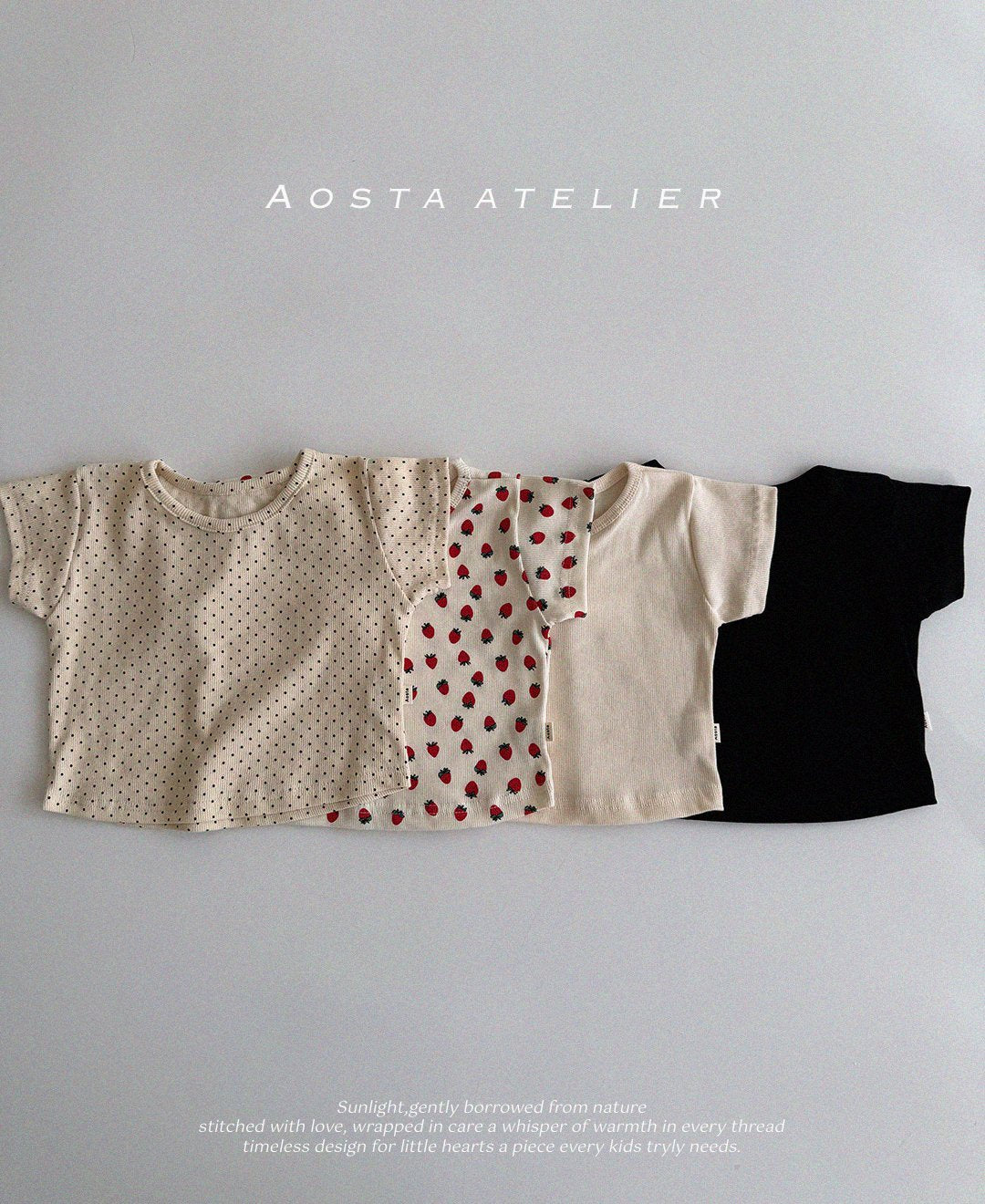 Strawberry Ribbed Tee in 4/5Y
