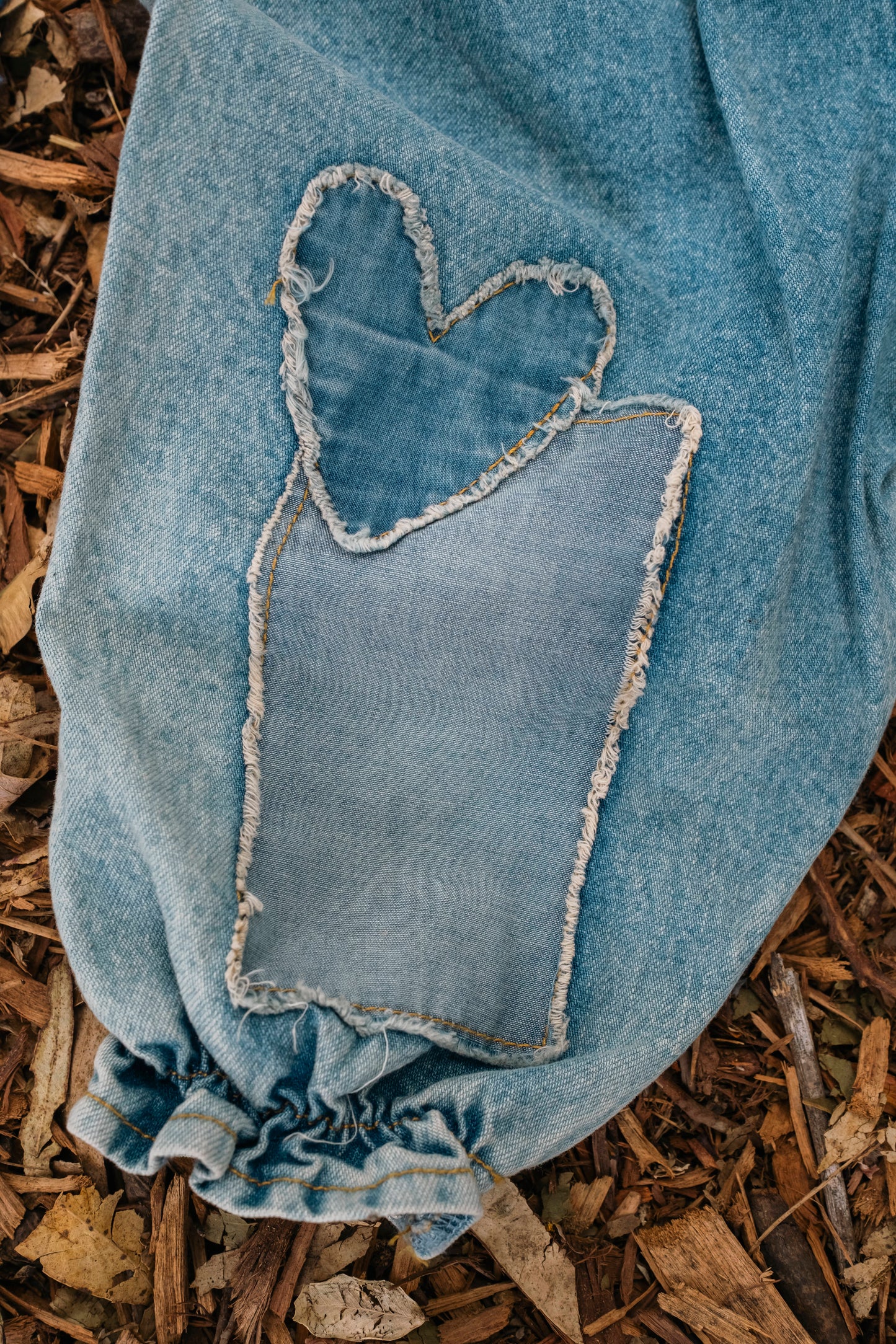 Patchwork Heart Overalls | Denim