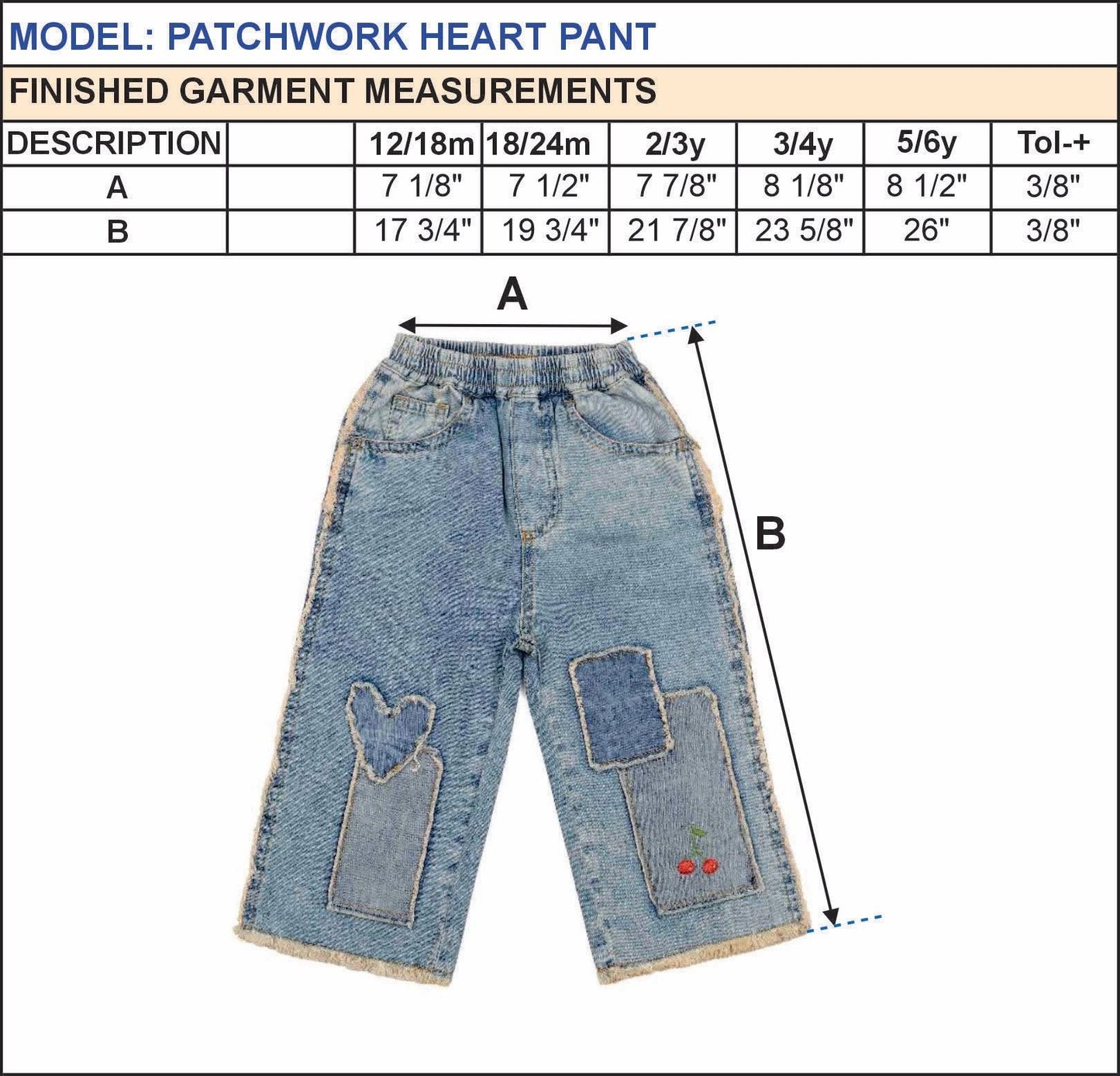 Patchwork Heart Pants | Denim