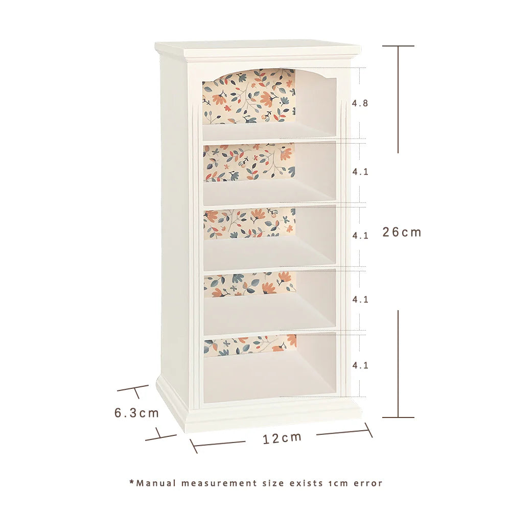 Wooden Cabinet Bookcase Off White | 1/6 scale Dollhouse Miniature Furniture