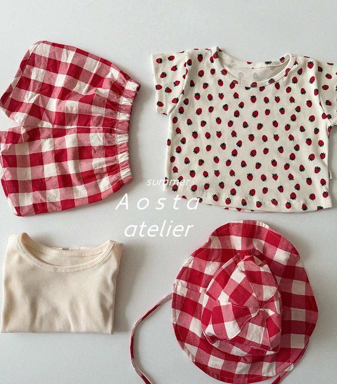 Strawberry Ribbed Tee in 4/5Y