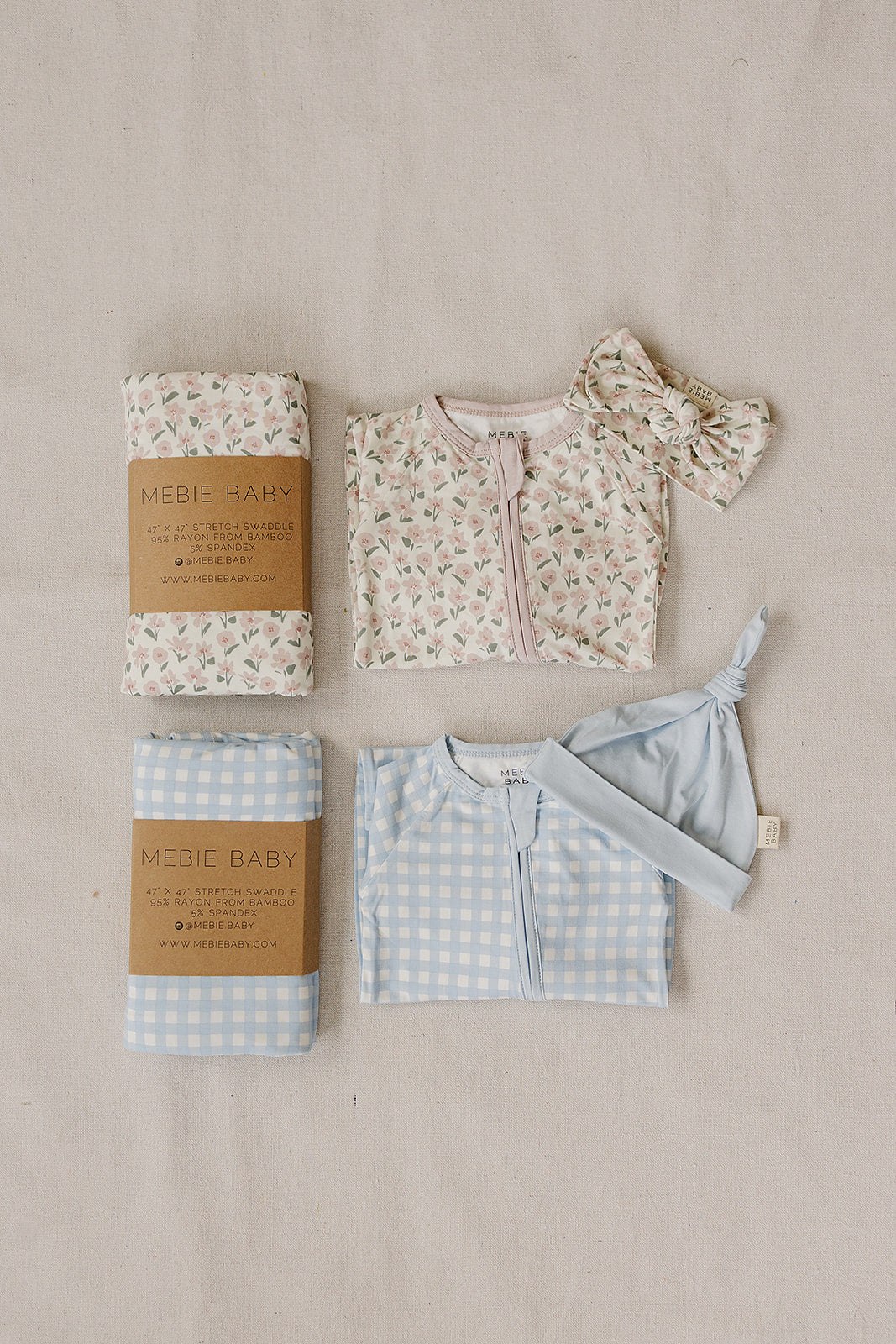 Blue Gingham Bamboo Zipper