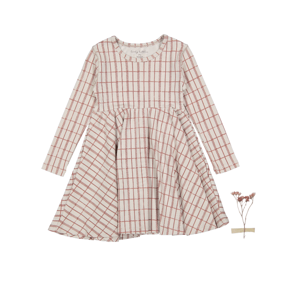 The Printed Long Sleeve Dress - Mauve Check