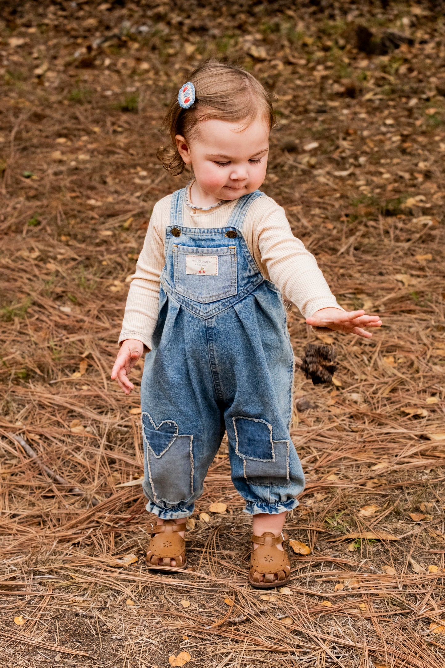 Patchwork Heart Overalls | Denim
