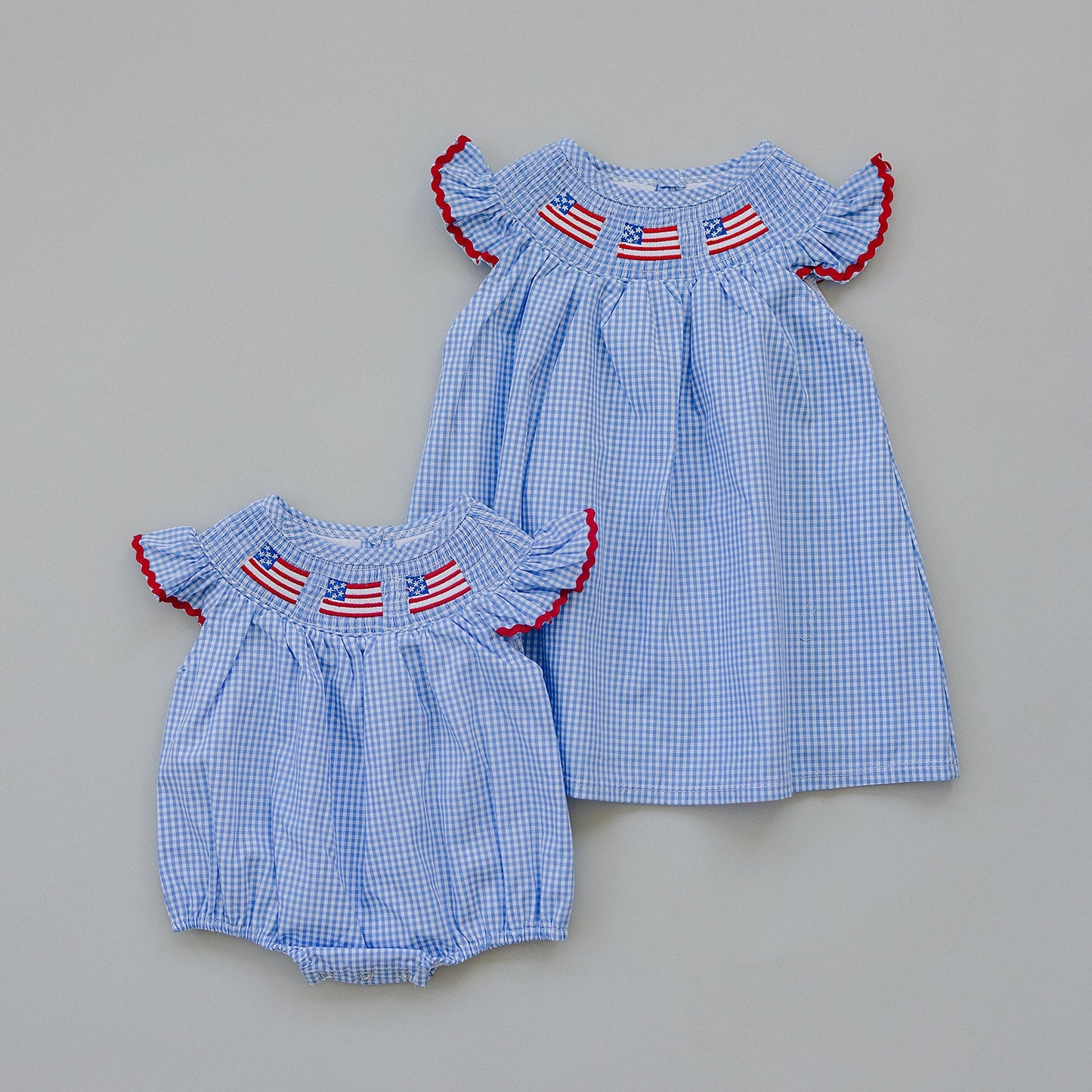 Flag Gingham Smocked Dress