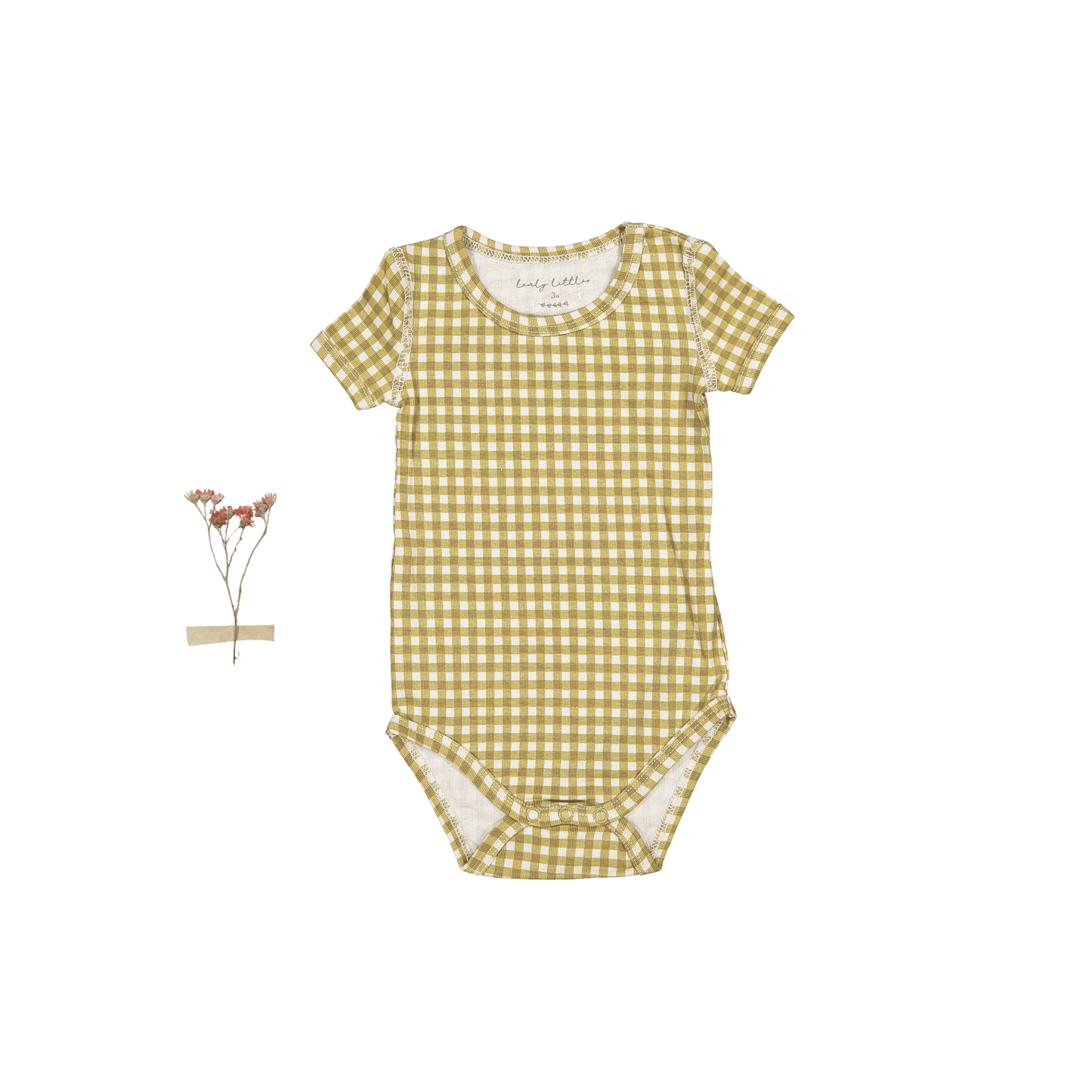 The Printed Short Sleeve Onesie - Golden Gingham