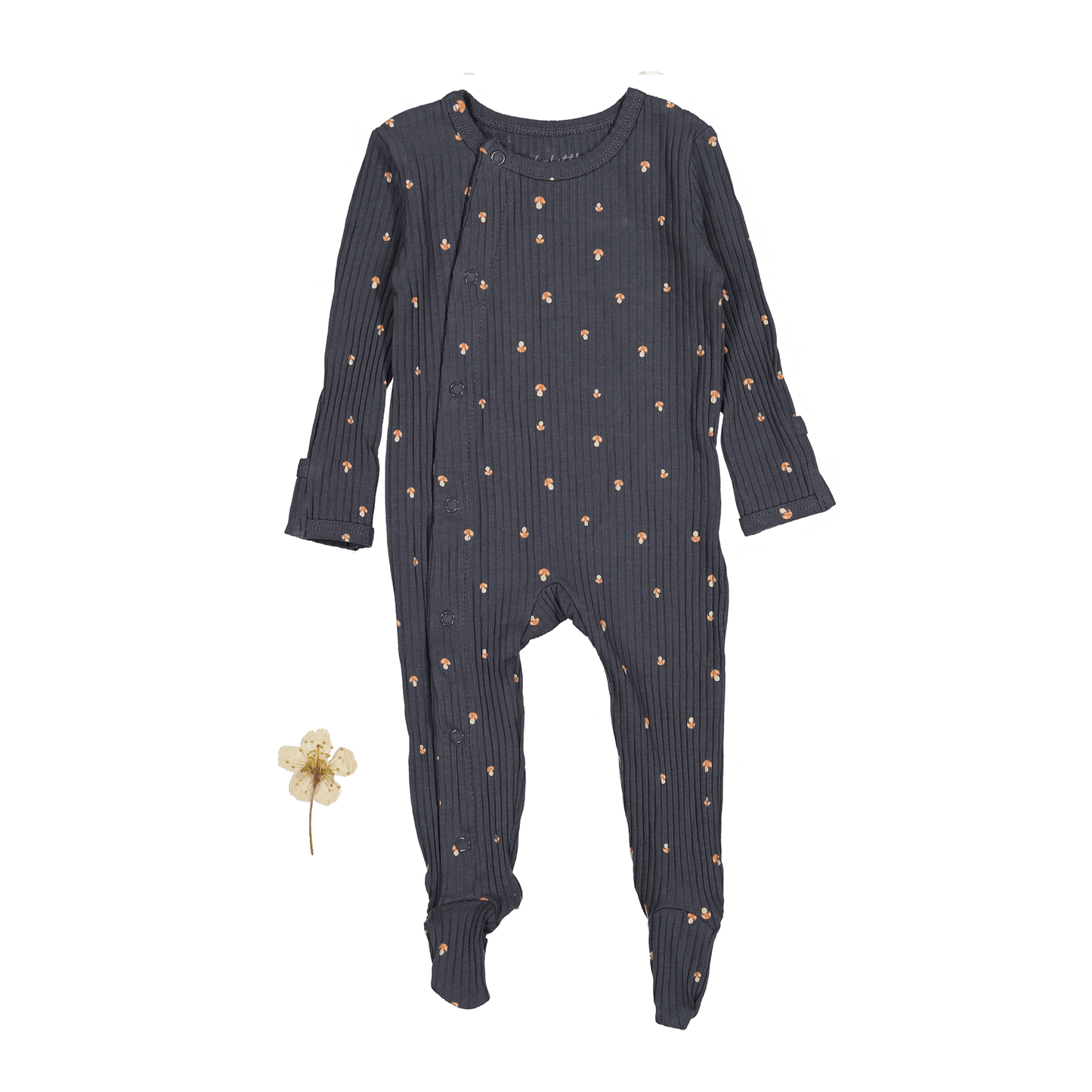 The Printed Snap Romper - Steel Mushroom