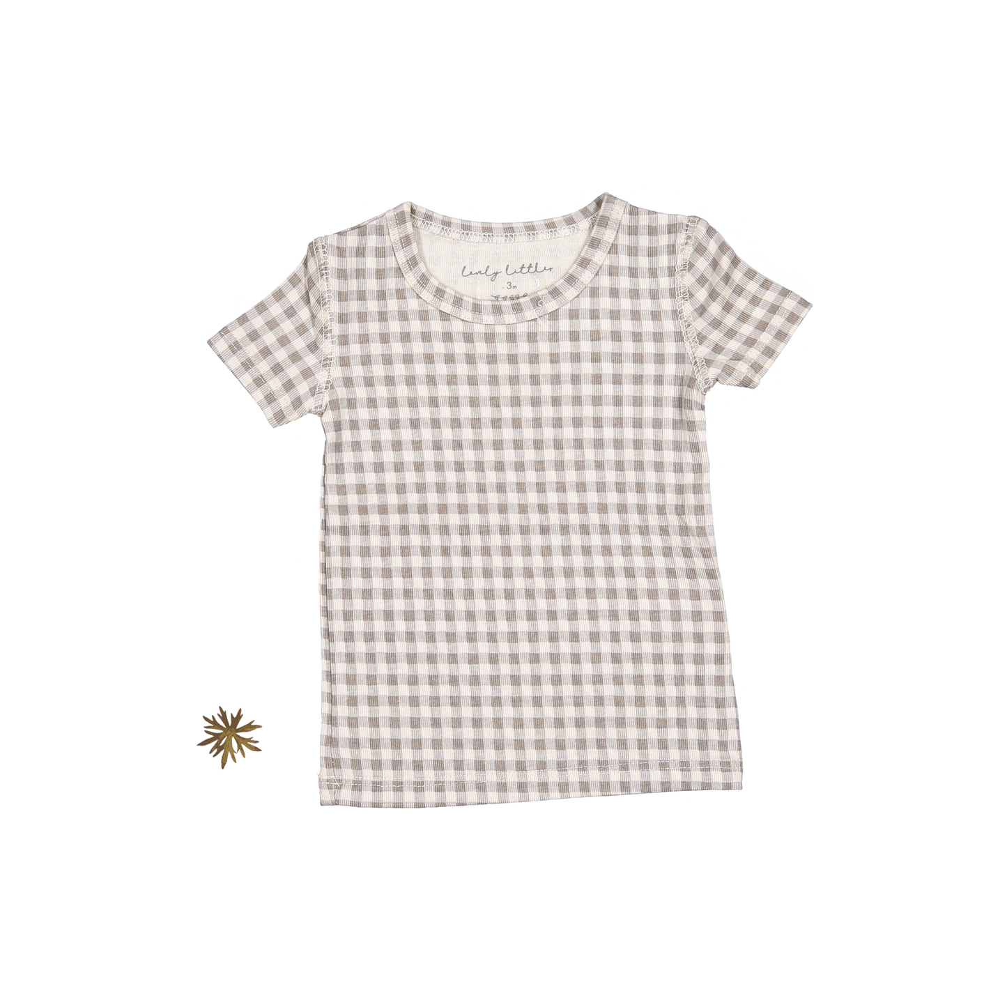 The Printed Short Sleeve Tee - Taupe Gingham