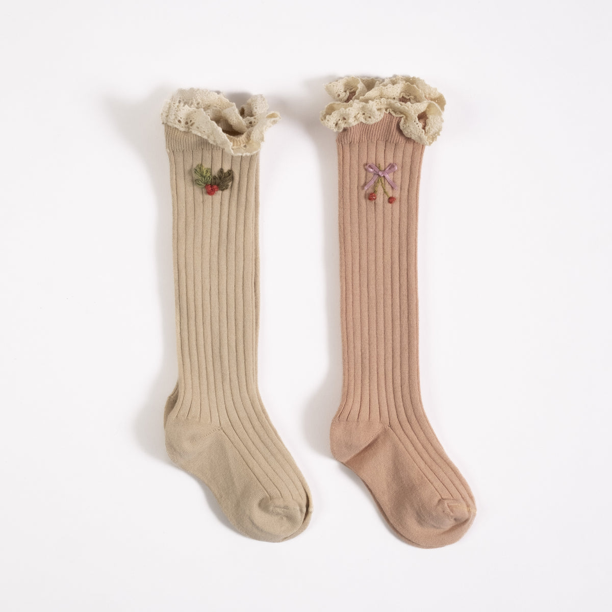 Embroidered Sock Set| Dusty Pink