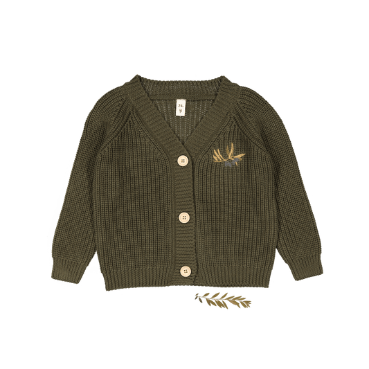The Chunky Knit Cardigan - Olive Moss