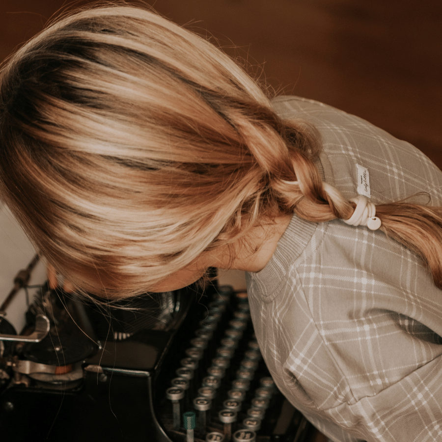 The Printed Long Sleeve Tee -  Taupe Check
