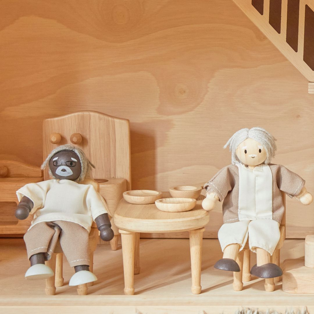 Grandfather Dollhouse Figure - Dark Skin Tone