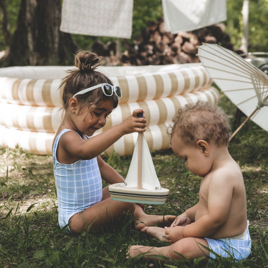 The Printed Swim Short - Blue Grid