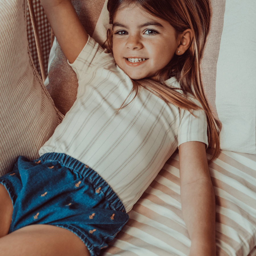 The Printed Long Sleeve Tee - Mist Stripe