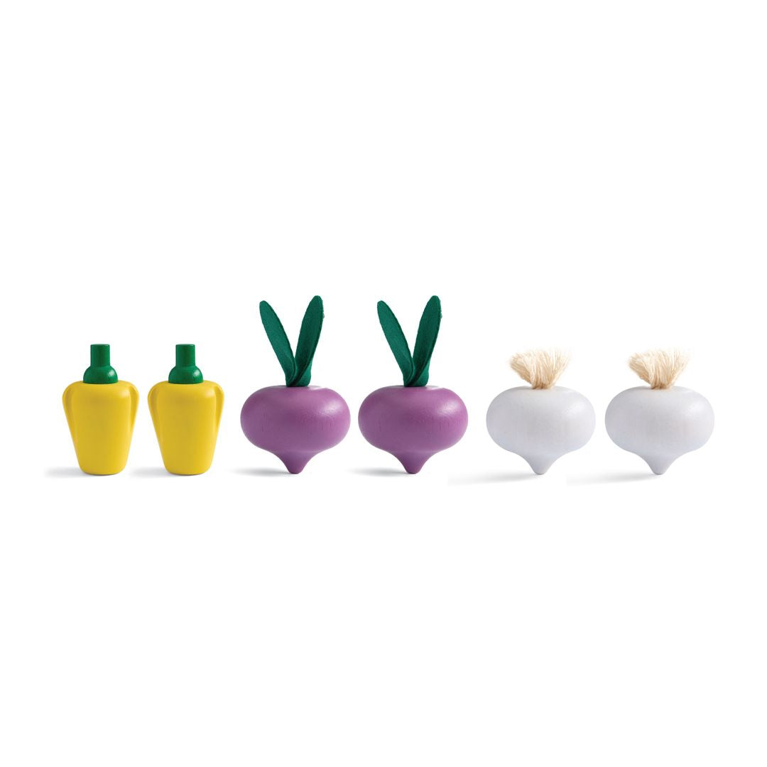Fresh Produce Set C (Red Radishes, Garlics & Yellow Bell Peppers)