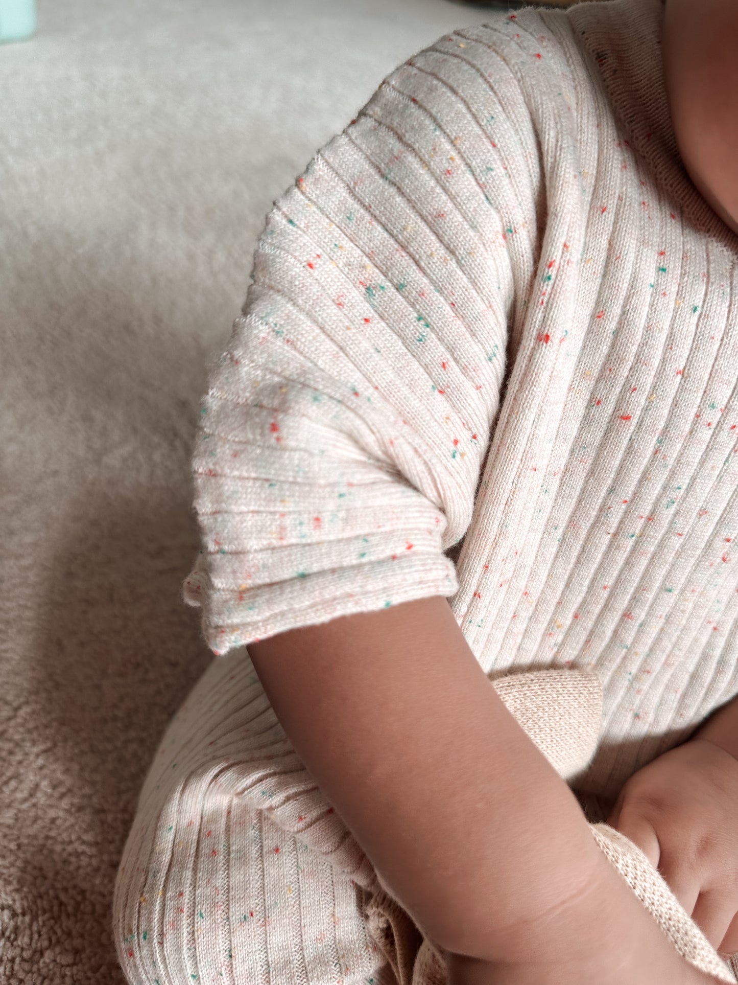 Speckled Cream Ribbed Knit Playsuit