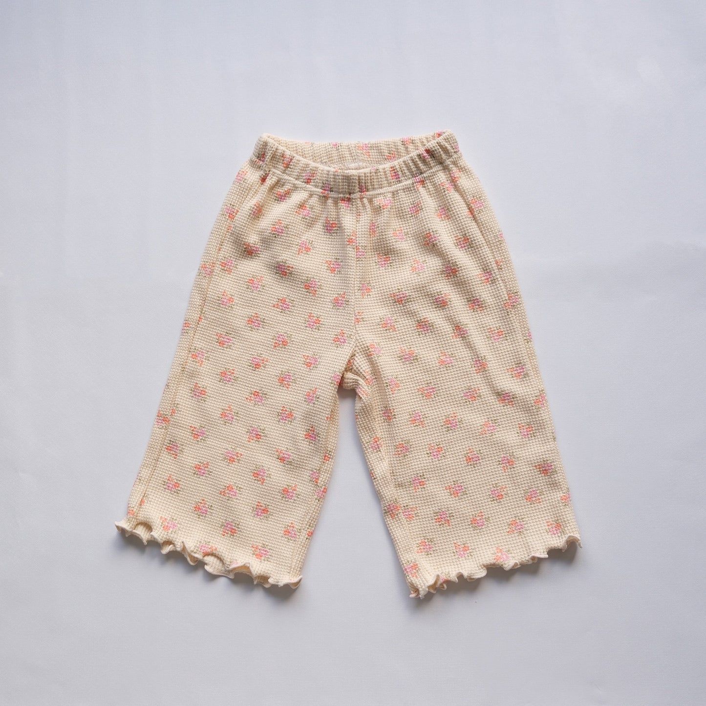 Beige Floral Pants in 3/4YR