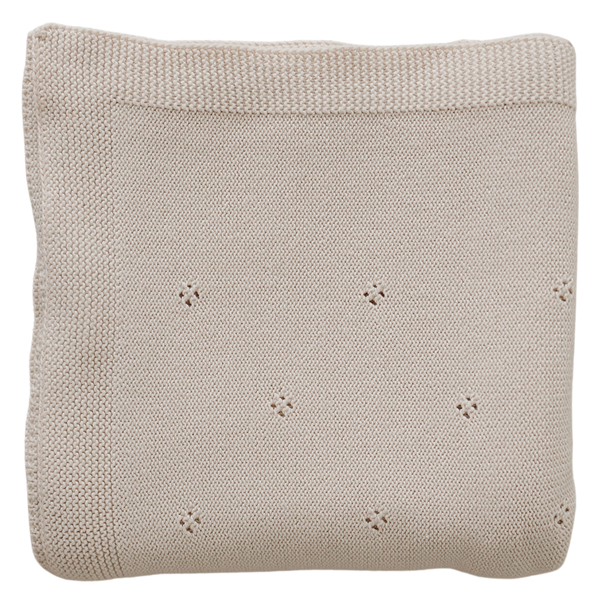 Oatmeal Pointelle Knit Blanket