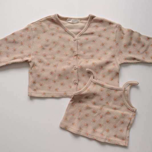 Mocha Floral Cardigan and Top | 2/3T