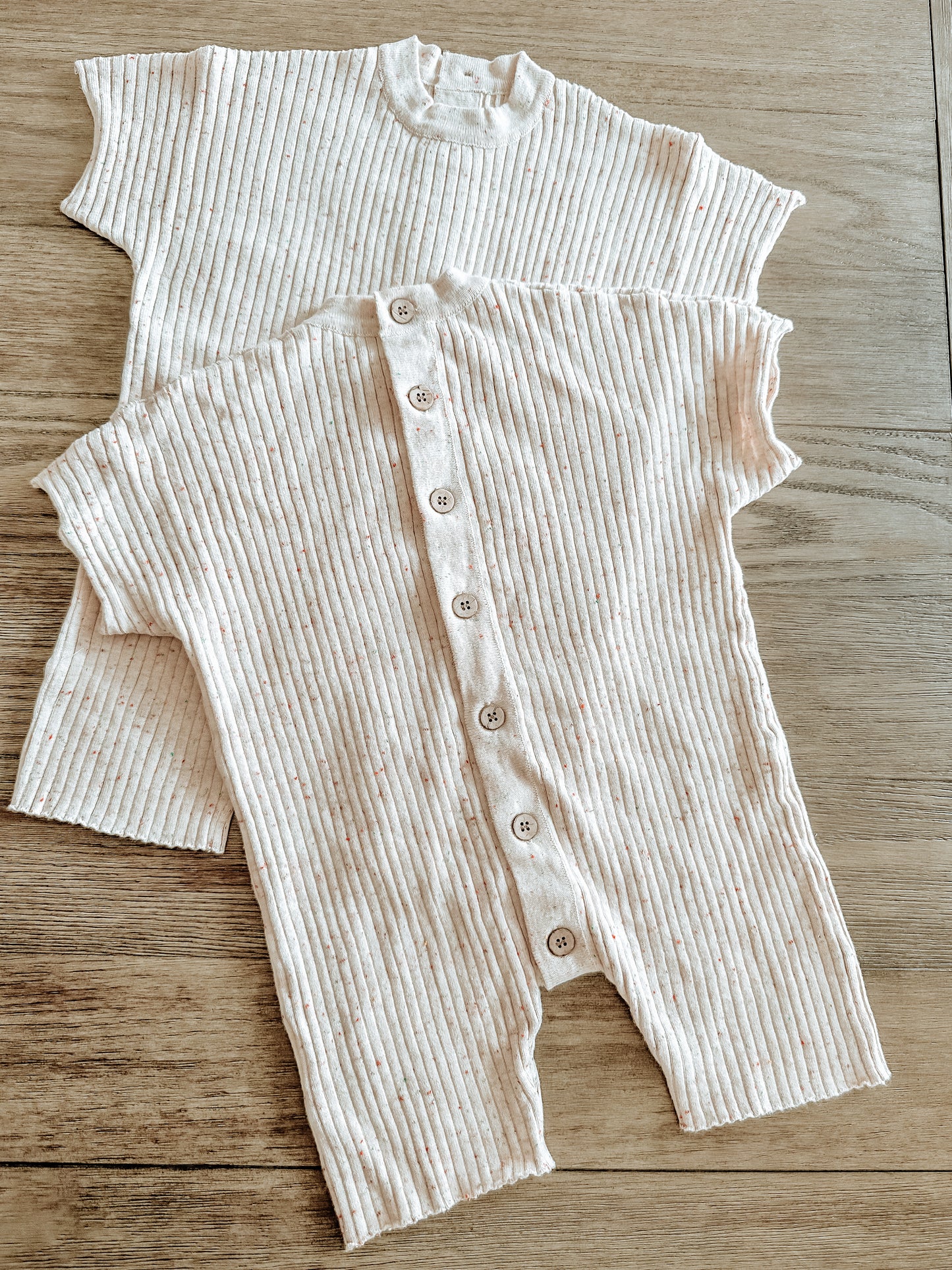 Speckled Cream Ribbed Knit Playsuit