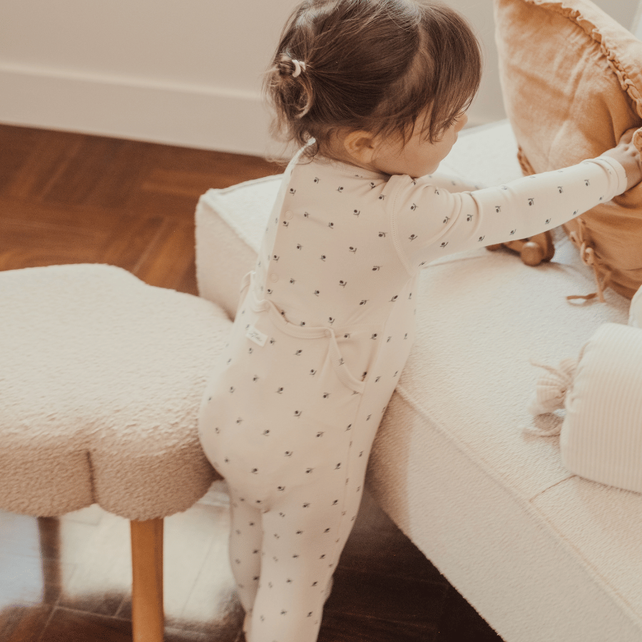 The Printed Romper - Mini Stitch Blue