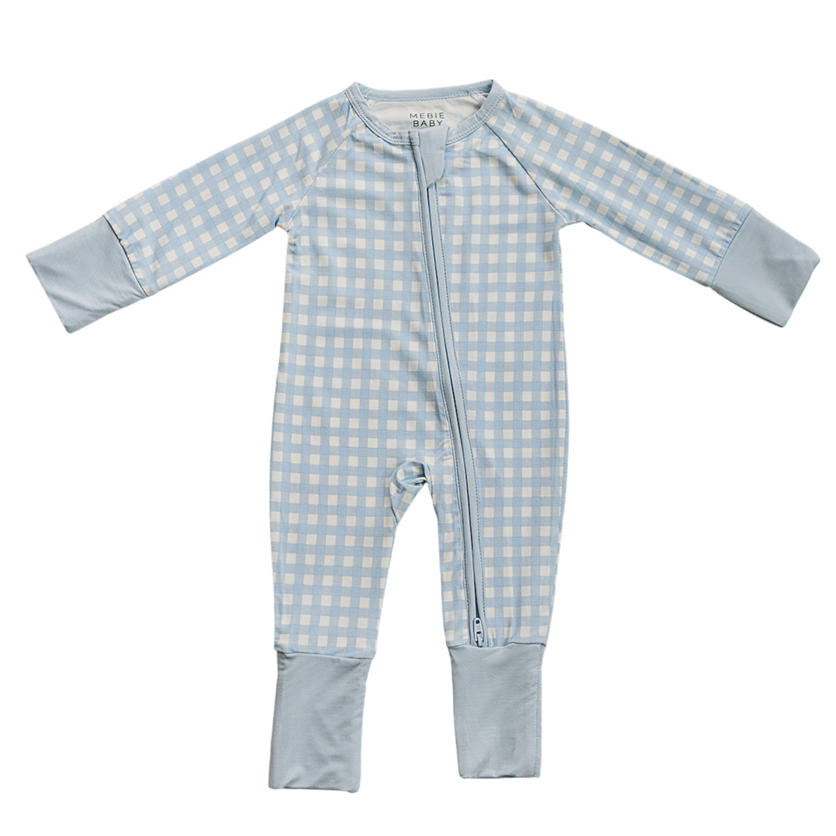 Blue Gingham Bamboo Zipper