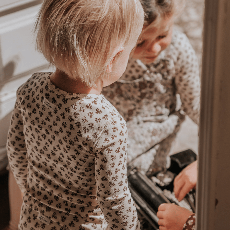 The Printed Long Sleeve Tee -  Neutral Floral