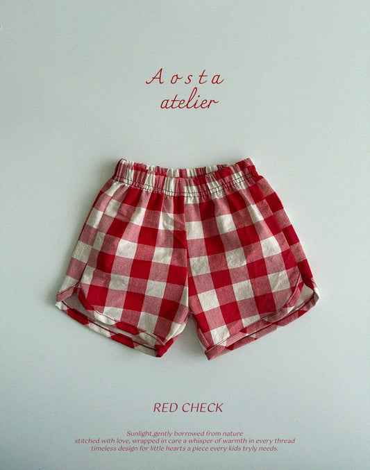 Summer Shorts | Red Checkered in 1Y