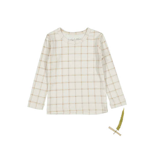 The Printed Long Sleeve Tee - Tan Grid