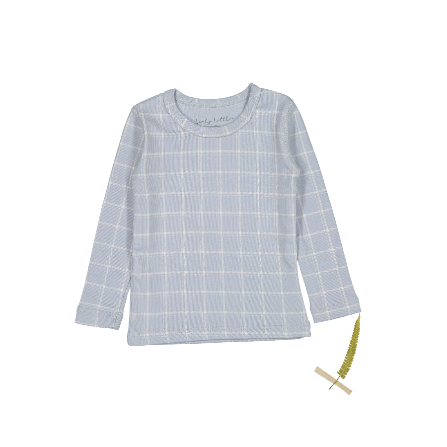 The Printed Long Sleeve Tee - Blue Grid