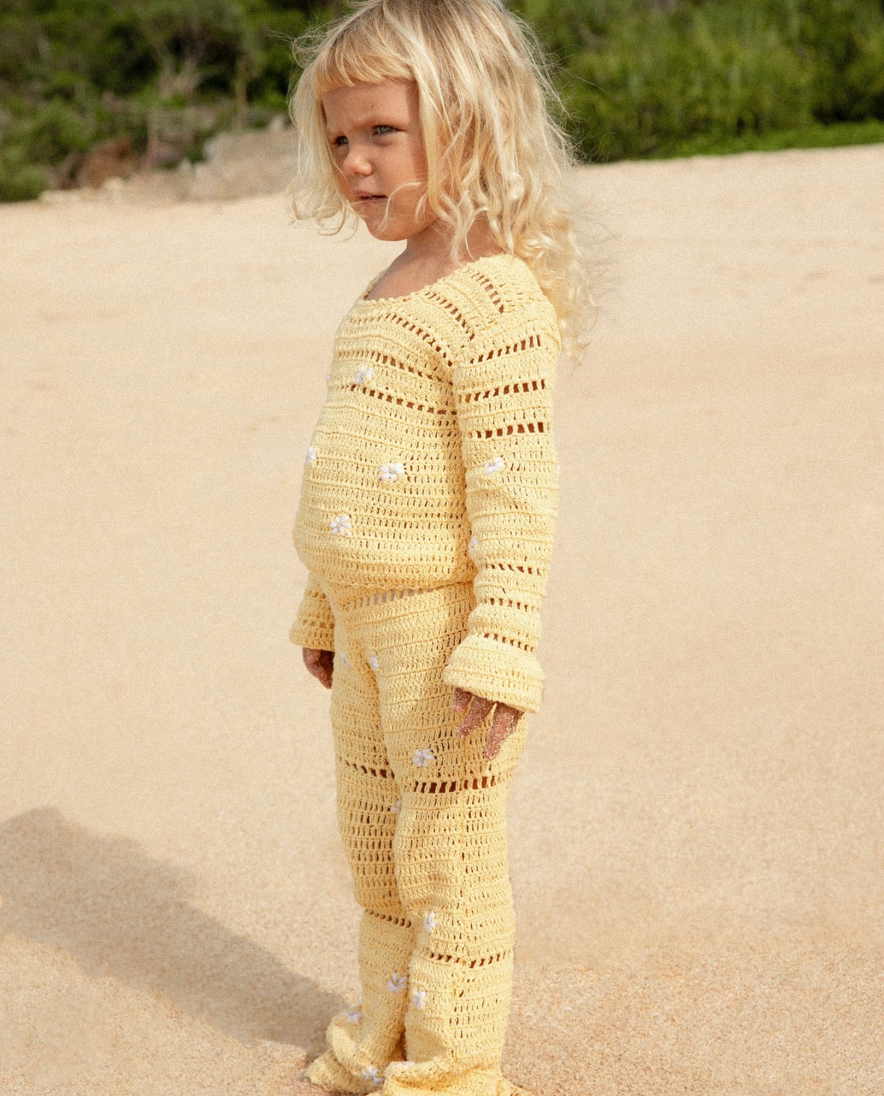 Daisy Long Sleeve Crochet Set | Lemon