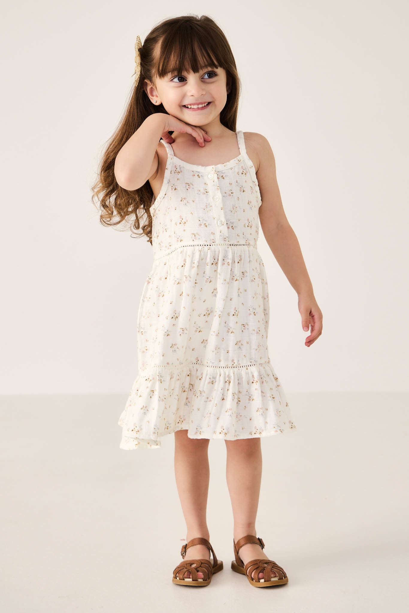 Organic Cotton Muslin Hazel Dress | Nina Watercolour Floral