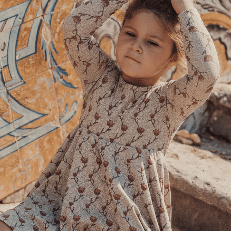 The Printed Long Sleeve Dress - Iris