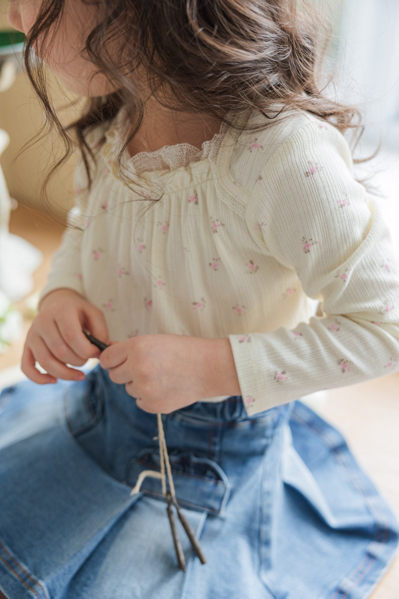 Floral Lace Long Sleeve Tee | White