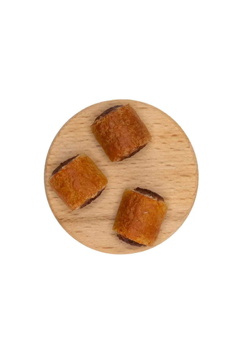 Sausage Rolls on a Wooden Board | Three Pieces