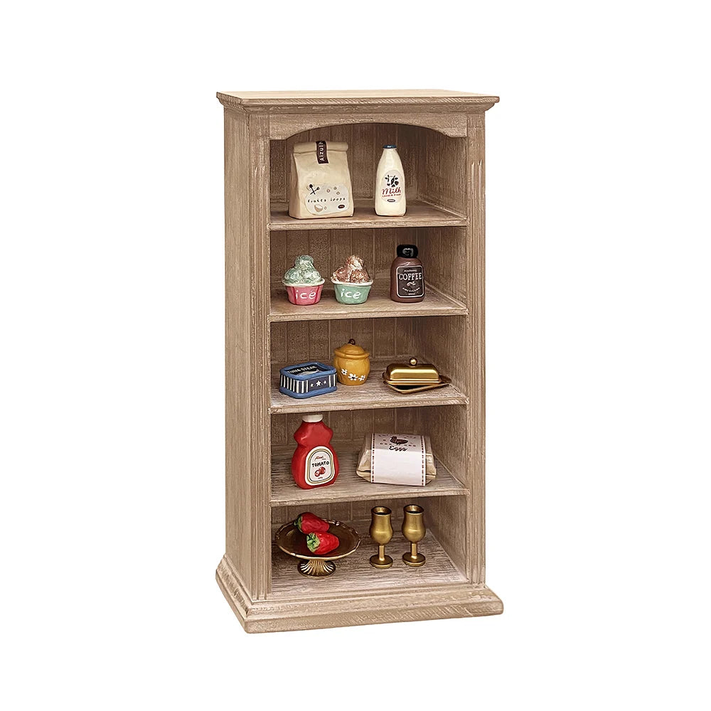 Vintage Wooden Cabinet Bookcase | 1/6 scale Dollhouse Miniature Furniture
