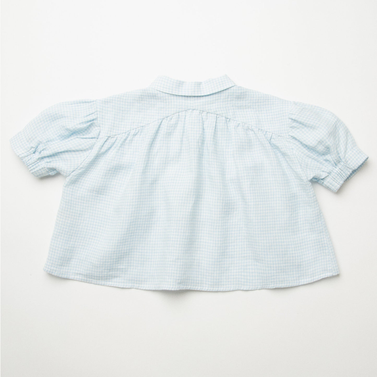 Duck, Duck, Goose Blouse | Baby Blue & Milk Mini Check Linen