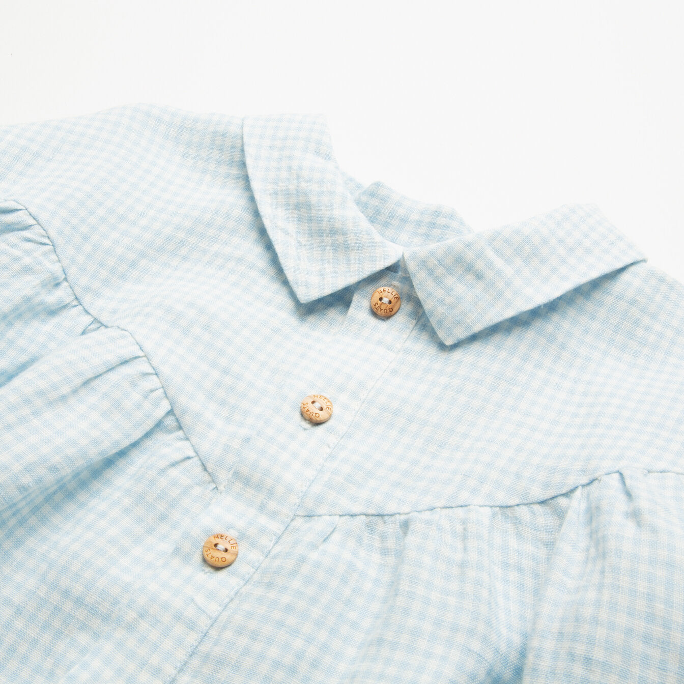 Duck, Duck, Goose Blouse | Baby Blue & Milk Mini Check Linen