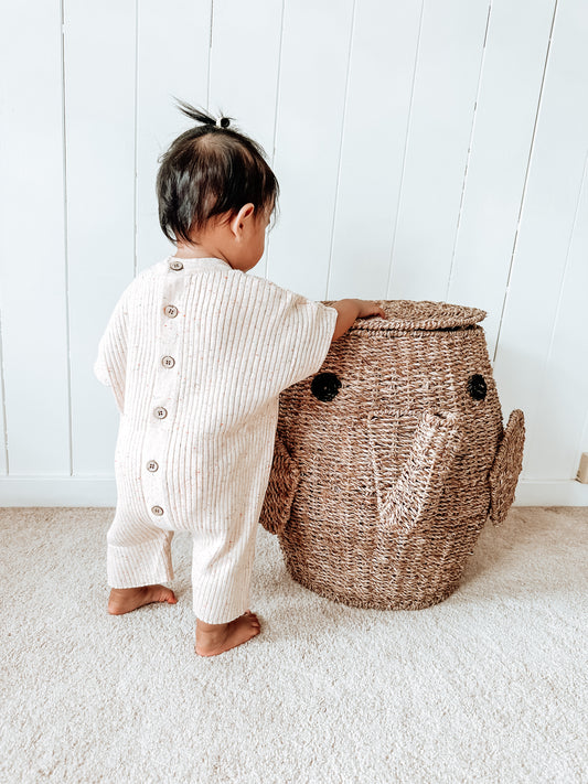 Speckled Cream Ribbed Knit Playsuit