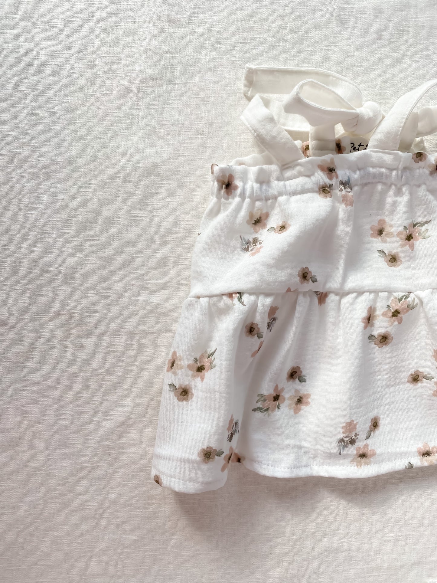 Floral Muslin Dress Ivory in 1-2T