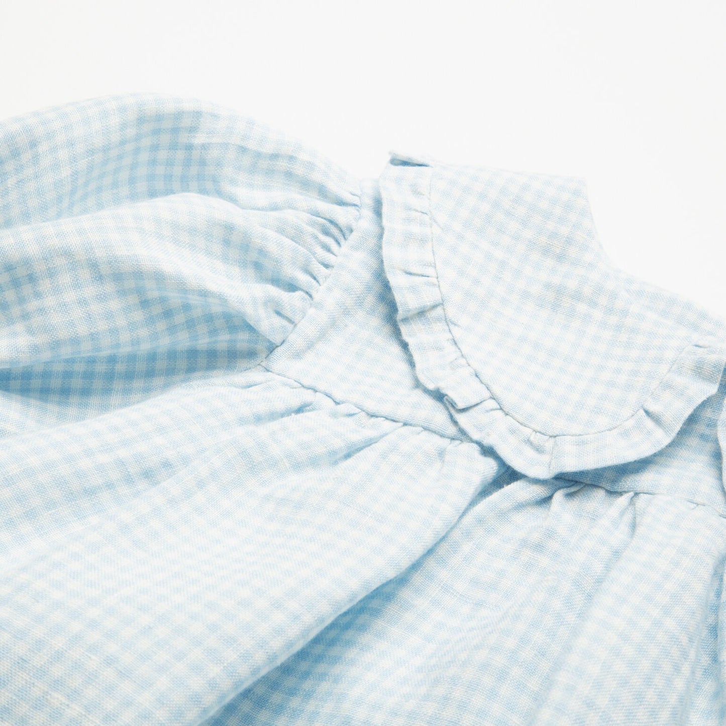 Marbles Dress | Baby Blue & Milk Mini Check Linen