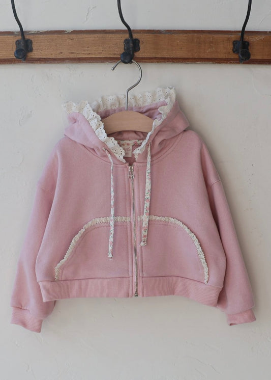 Lace Pink Zip Hoodie