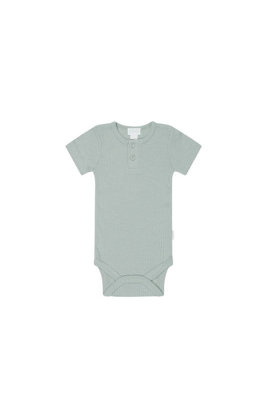 Organic Cotton Modal Darcy Rib Tee Bodysuit - Mineral