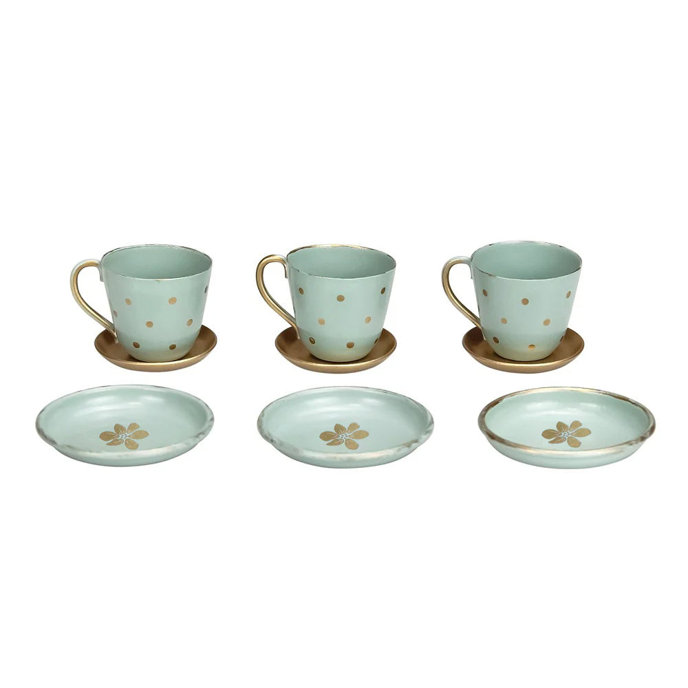 Green Tea cup Set 9 pcs Dollhouse | 1/6 Scale Dollhouse Miniature