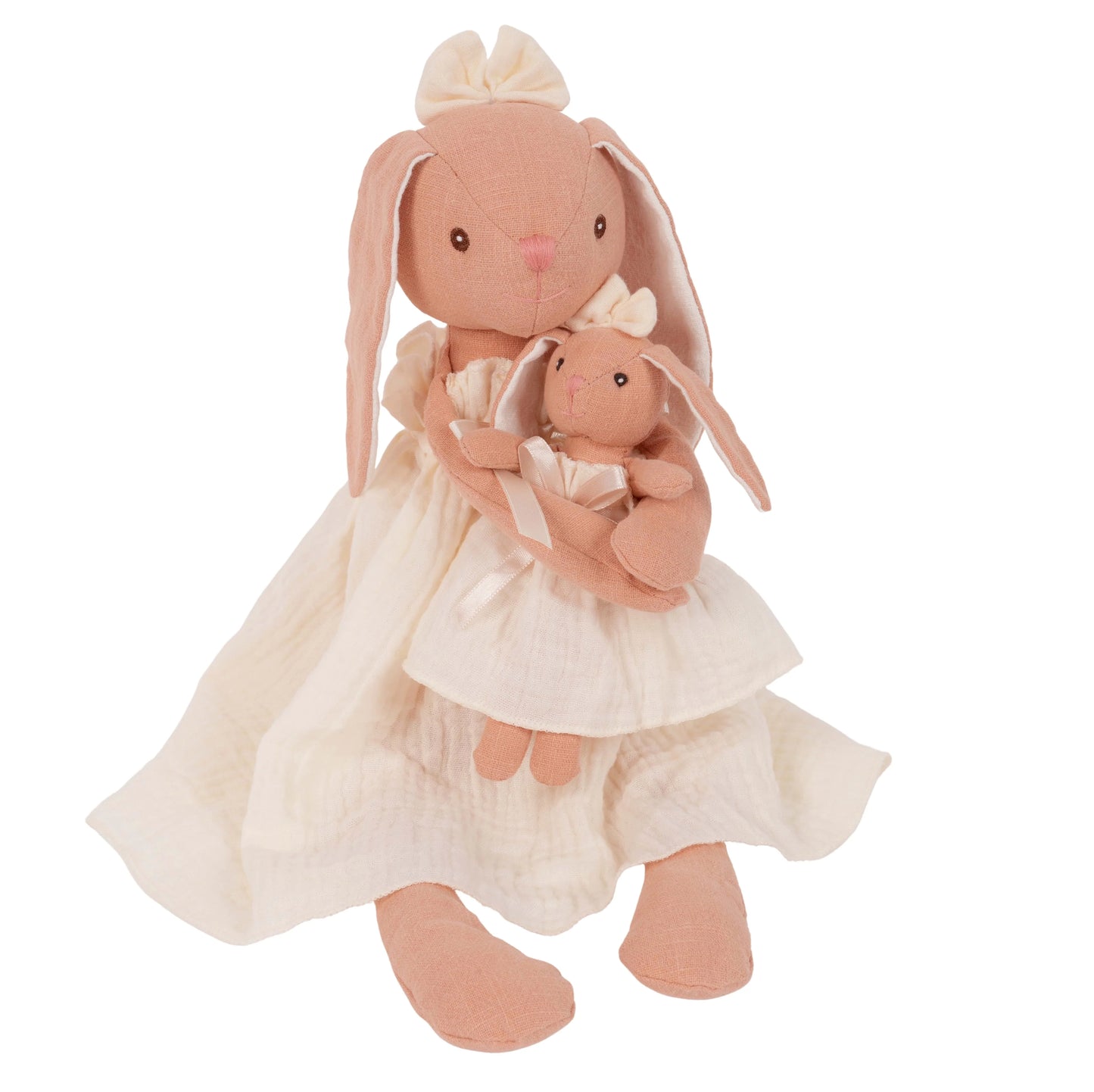 Mom and Baby Bunny Linen Doll