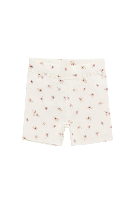 Organic Cotton Everyday Bike Short - Simple Flowers Egret